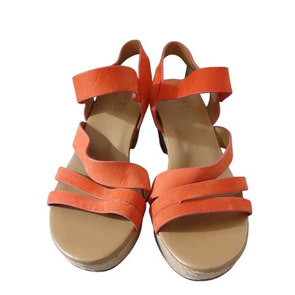 Naturalizer Cynthia Platform Wedge Sandals Orange Strappy Leather Sandals Sz 8.5 - Picture 2 of 9